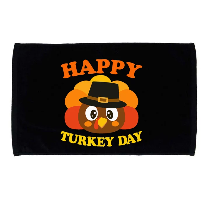 Happy Turkey Day Cute Little Pilgrim Gift Thanksgiving Microfiber Hand Towel