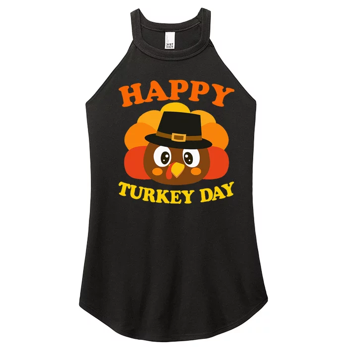 Happy Turkey Day Cute Little Pilgrim Gift Thanksgiving Women’s Perfect Tri Rocker Tank