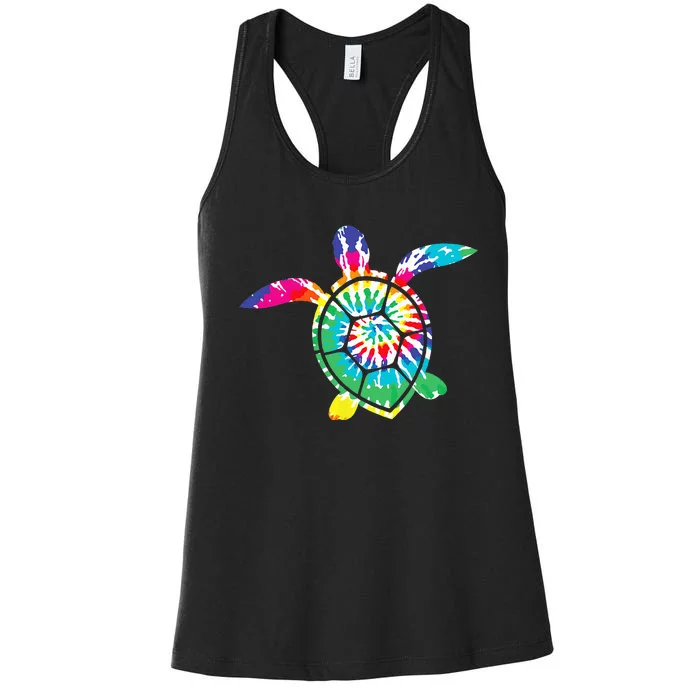 Hawaiian Tie Dye Sea Turtle Cute Sea Turtle Lover Women's Racerback Tank