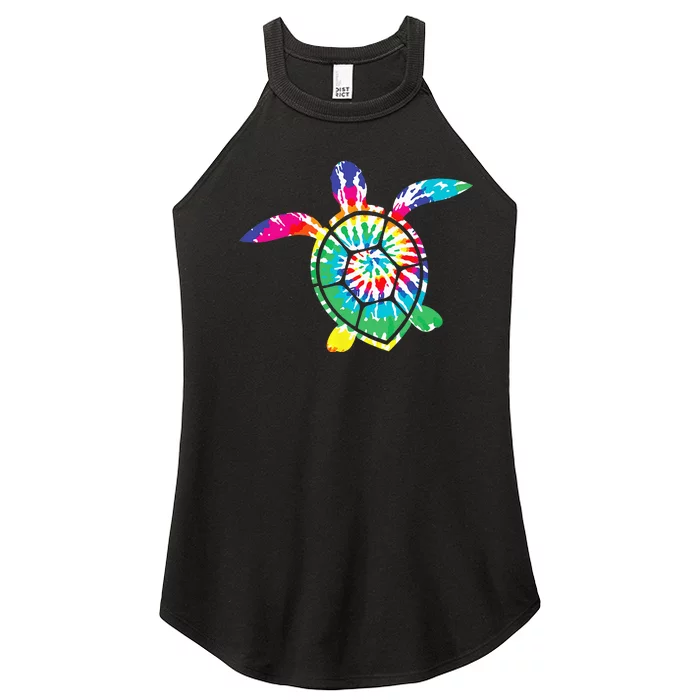 Hawaiian Tie Dye Sea Turtle Cute Sea Turtle Lover Women’s Perfect Tri Rocker Tank