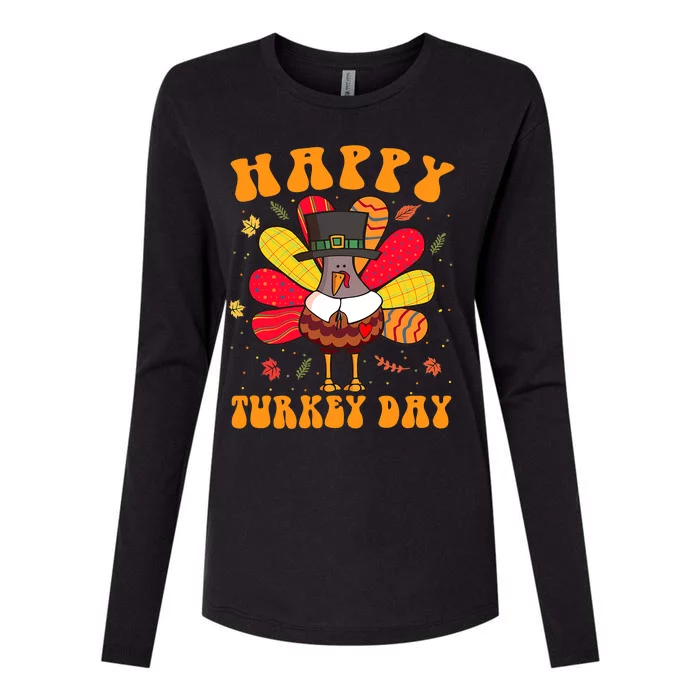 Happy Turkey Day Cute Little Pilgrim Thanksgiving Costume Womens Cotton Relaxed Long Sleeve T-Shirt