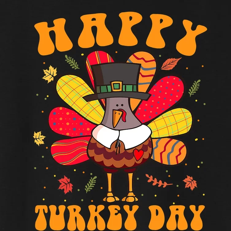 Happy Turkey Day Cute Little Pilgrim Thanksgiving Costume Women's Crop Top Tee