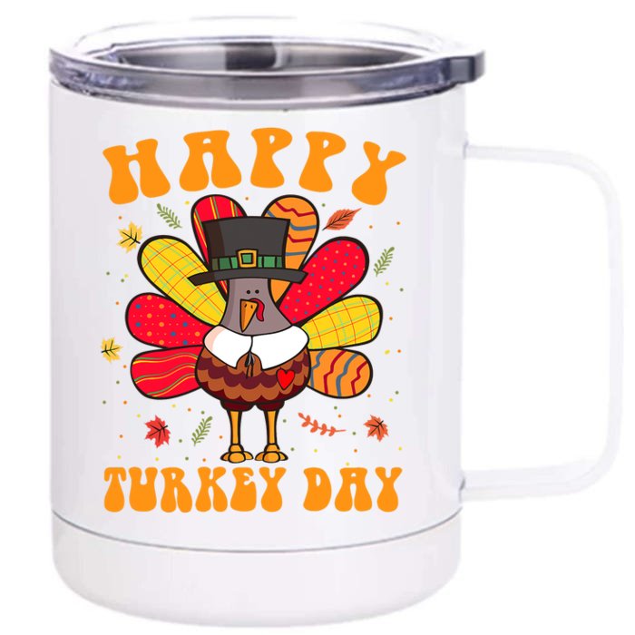 Happy Turkey Day Cute Little Pilgrim Thanksgiving Costume Front & Back 12oz Stainless Steel Tumbler Cup