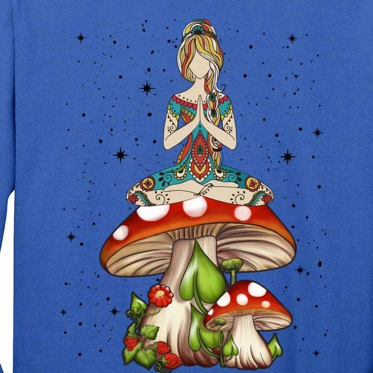 Hippie Tattooed Doing Yoga Namaste On Mushroom Cute Gift Tall Long Sleeve T-Shirt