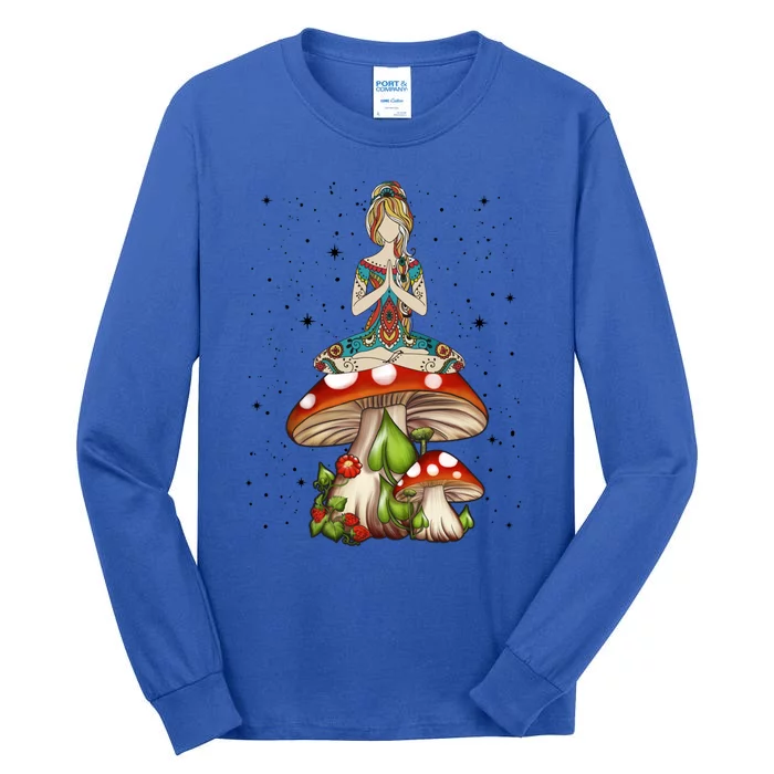 Hippie Tattooed Doing Yoga Namaste On Mushroom Cute Gift Tall Long Sleeve T-Shirt