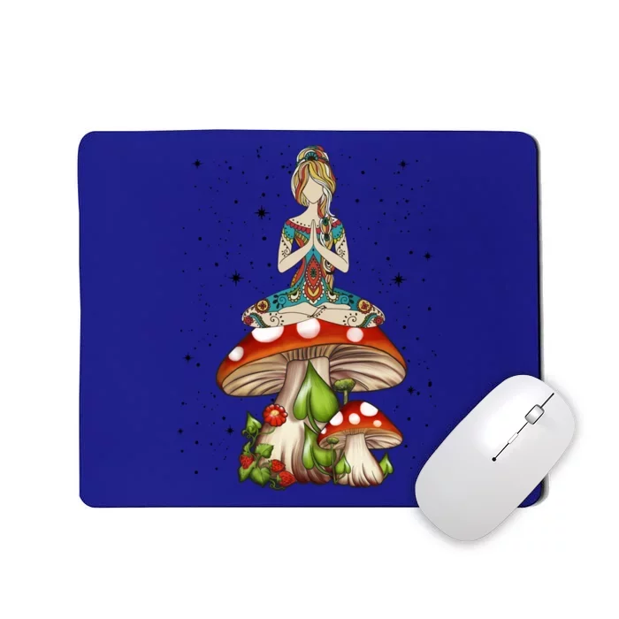 Hippie Tattooed Doing Yoga Namaste On Mushroom Cute Gift Mousepad