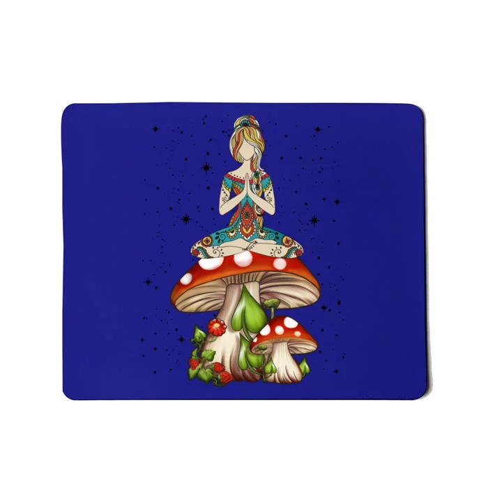 Hippie Tattooed Doing Yoga Namaste On Mushroom Cute Gift Mousepad