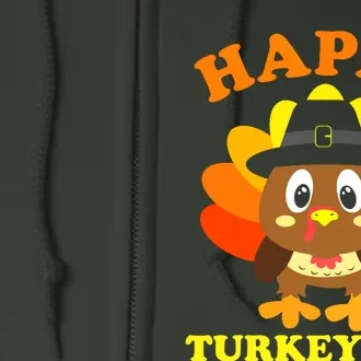 Happy Turkey Day, Cute Little Pilgrim Gift Thanksgiving Full Zip Hoodie