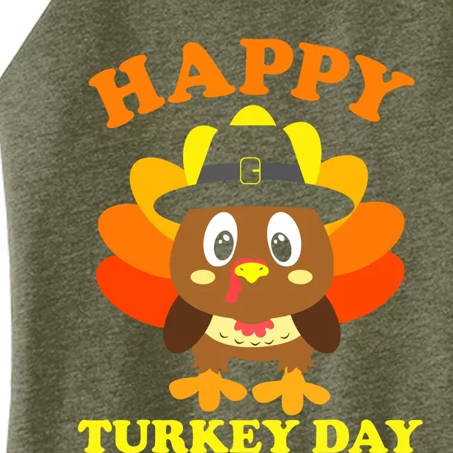 Happy Turkey Day, Cute Little Pilgrim Gift Thanksgiving Women’s Perfect Tri Rocker Tank