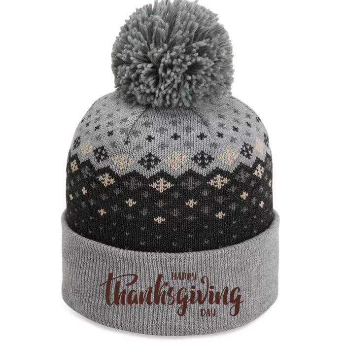 Happy Thanksgiving Day Holiday The Baniff Cuffed Pom Beanie