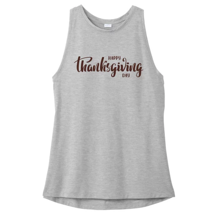 Happy Thanksgiving Day Holiday Ladies Tri-Blend Wicking Tank