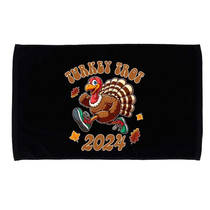 Happy Thanksgiving Day Running Turkey Funny Turkey Trot 2024 Microfiber Hand Towel