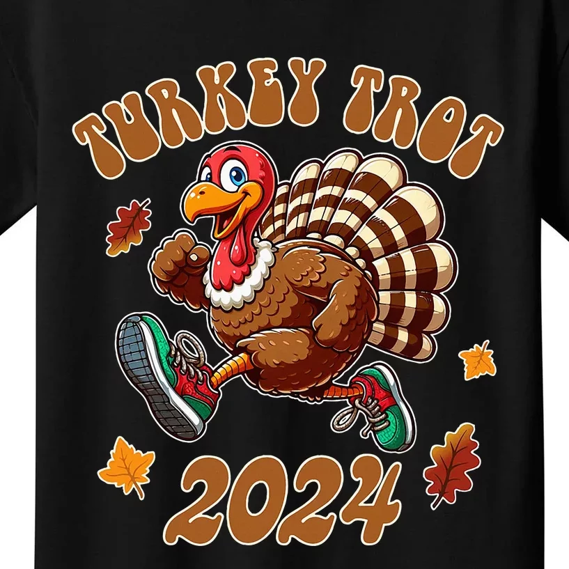 Happy Thanksgiving Day Running Turkey Funny Turkey Trot 2024 Kids T-Shirt