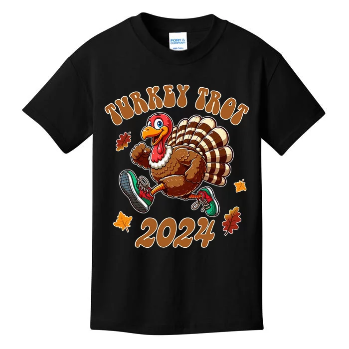 Happy Thanksgiving Day Running Turkey Funny Turkey Trot 2024 Kids T-Shirt