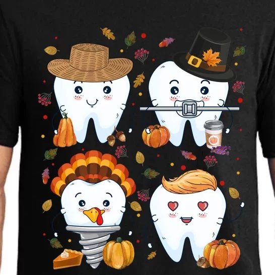 Happy Thanksgiving Dental Turkey Costume Dental Squad Crew Great Gift Pajama Set