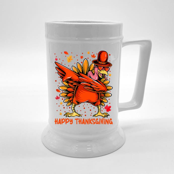 Happy Turkey Day Shirt Cute Little Pilgrim Gift Thanksgiving Front & Back Beer Stein