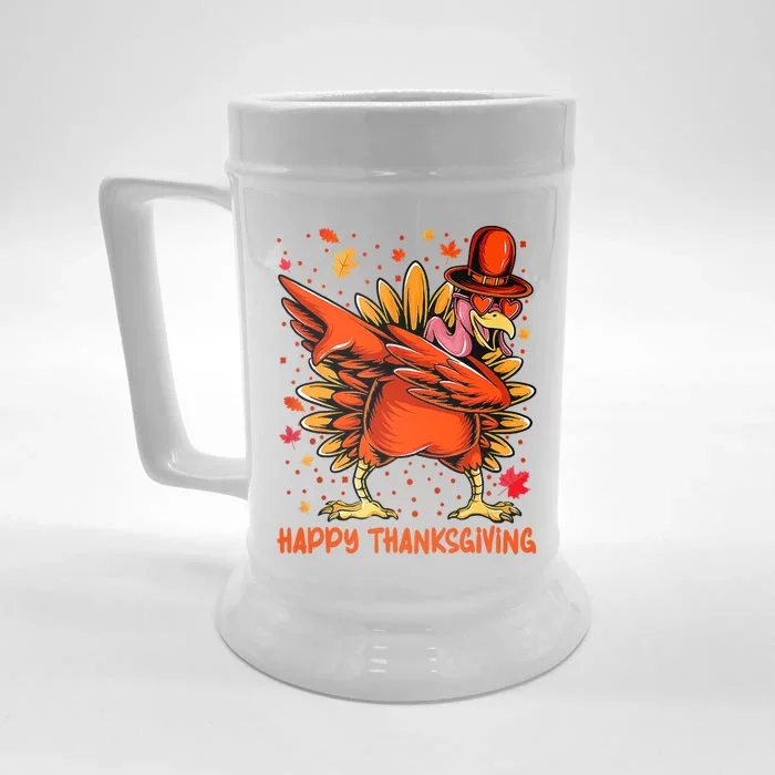 Happy Turkey Day Shirt Cute Little Pilgrim Gift Thanksgiving Front & Back Beer Stein