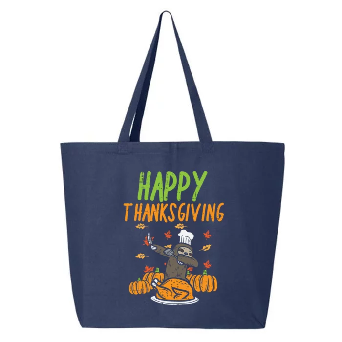 Happy Thanksgiving Dabbing Sloth Chef Family Dinner Gift 25L Jumbo Tote