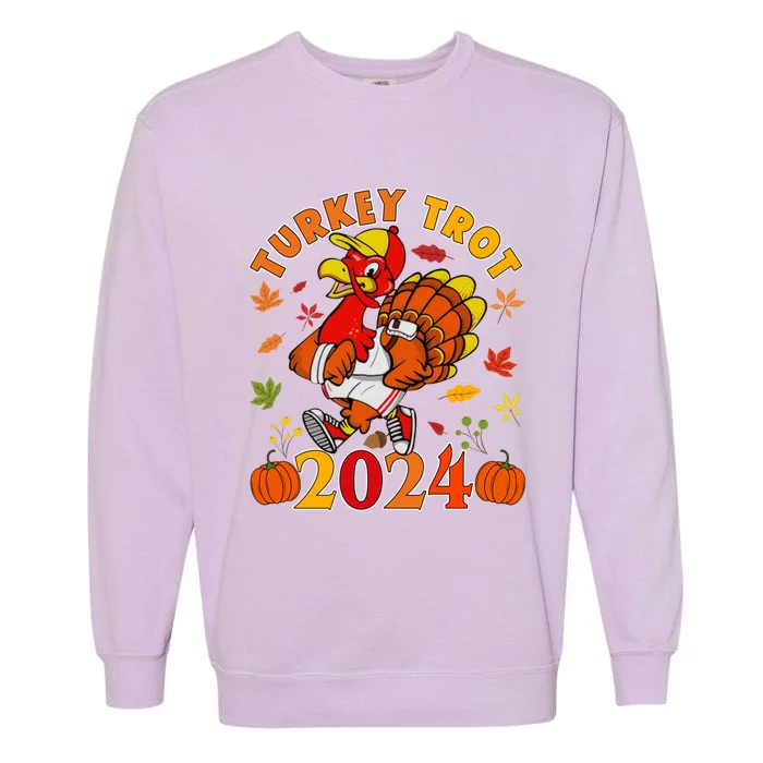 Happy Thanksgiving Day 2024 Pumpkin And Run Cute Turkey Tro Garment-Dyed Sweatshirt