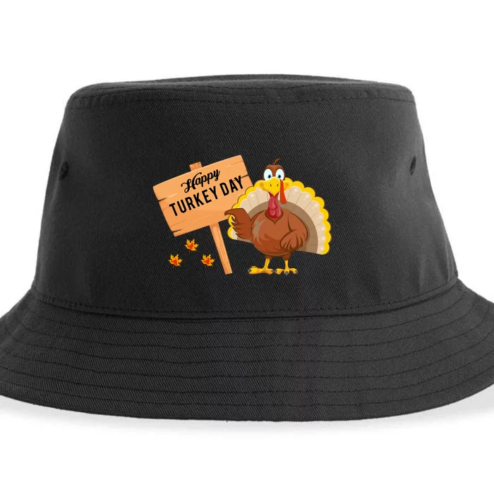 Happy Turkey Day Funny Thanksgiving Family Graphic Sustainable Bucket Hat