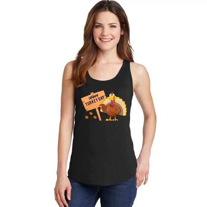 Happy Turkey Day Funny Thanksgiving Family Graphic Ladies Essential Tank