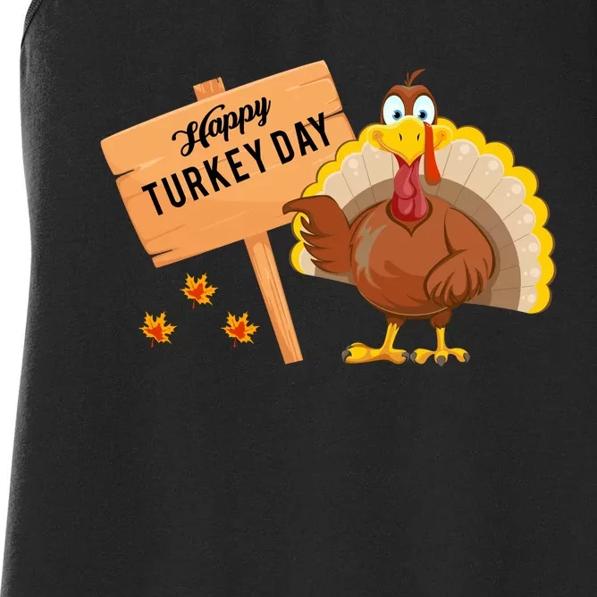 Happy Turkey Day Funny Thanksgiving Family Graphic Women's Racerback Tank