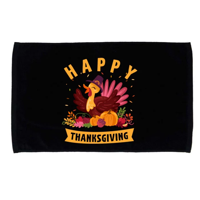 Happy Thanksgiving Dinner Turkey Lover Microfiber Hand Towel