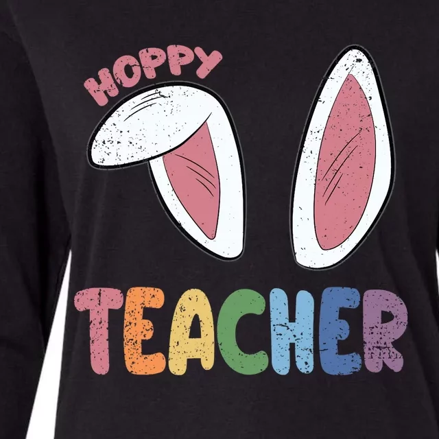 Hoppy Teacher Easter Cute Rabbit Spring Womens Cotton Relaxed Long Sleeve T-Shirt