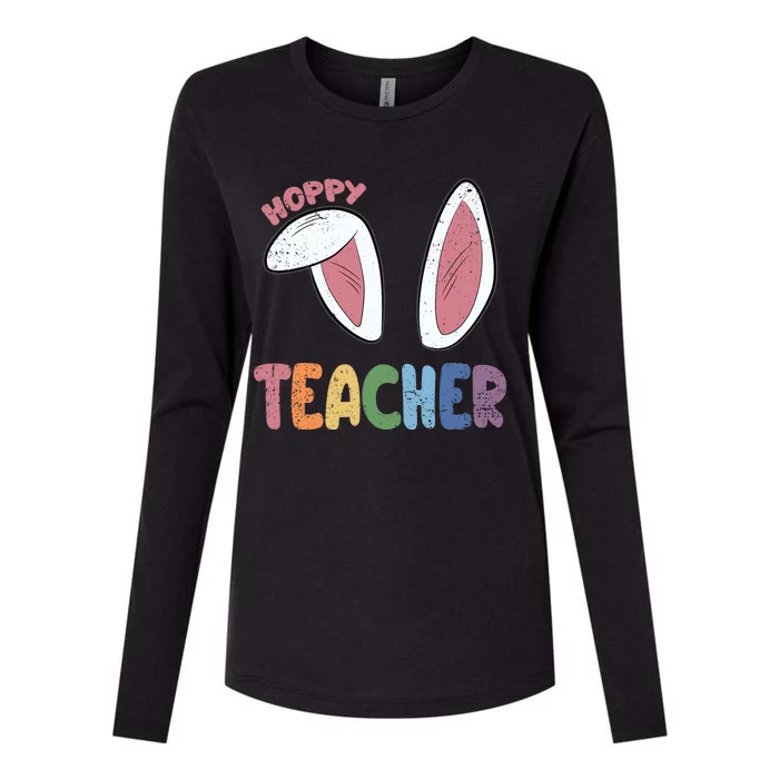 Hoppy Teacher Easter Cute Rabbit Spring Womens Cotton Relaxed Long Sleeve T-Shirt