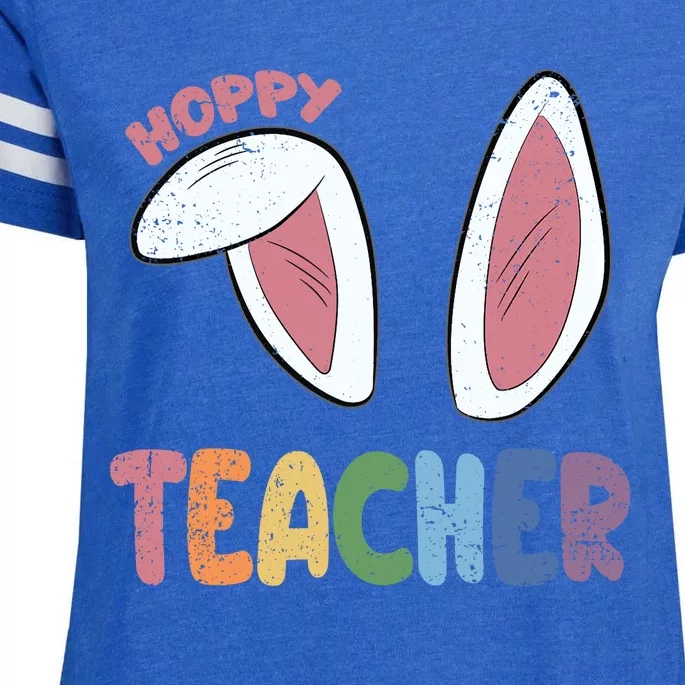 Hoppy Teacher Easter Cute Rabbit Spring Enza Ladies Jersey Football T-Shirt