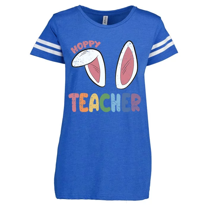 Hoppy Teacher Easter Cute Rabbit Spring Enza Ladies Jersey Football T-Shirt