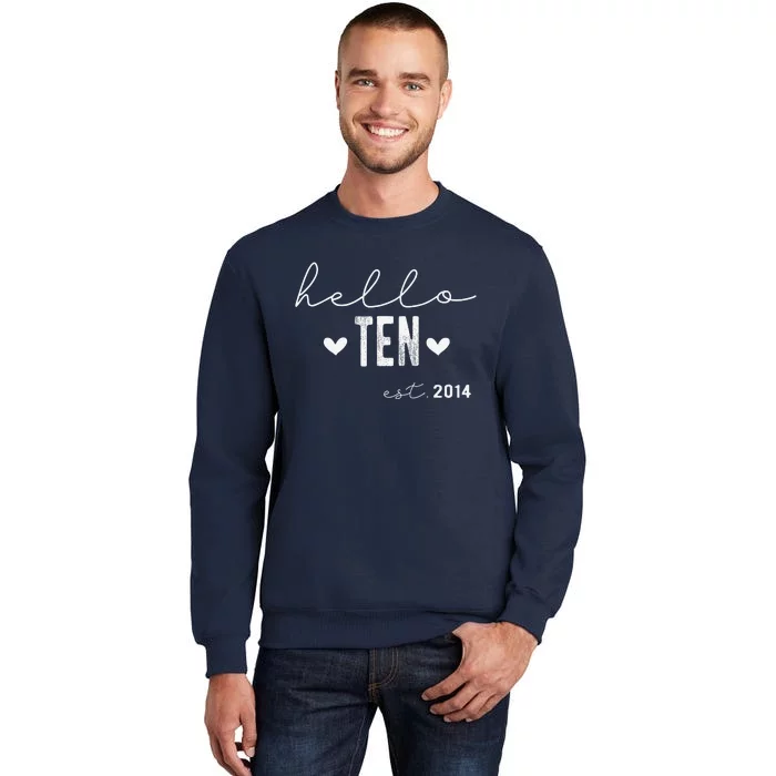 Hello Ten Est 2014 10 Years Old 10th Birthday Sweatshirt