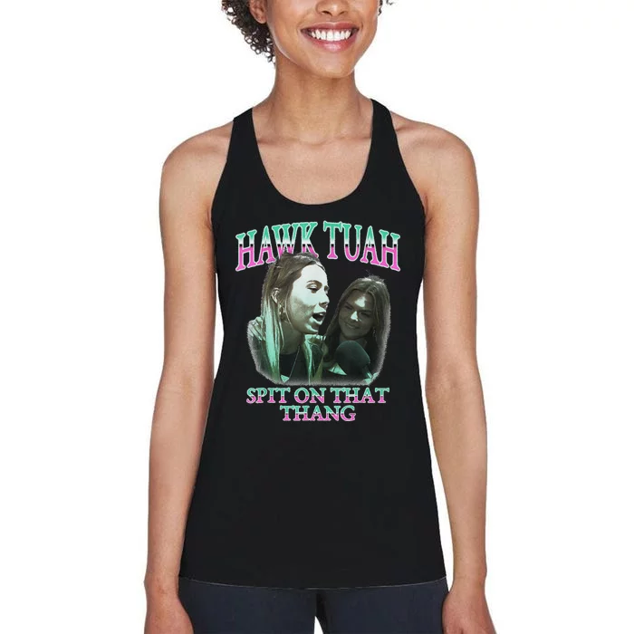 Hawk Tush Election Parody Funny Design Women's Racerback Tank