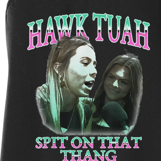 Hawk Tush Election Parody Funny Design Women's Racerback Tank