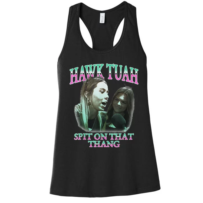 Hawk Tush Election Parody Funny Design Women's Racerback Tank