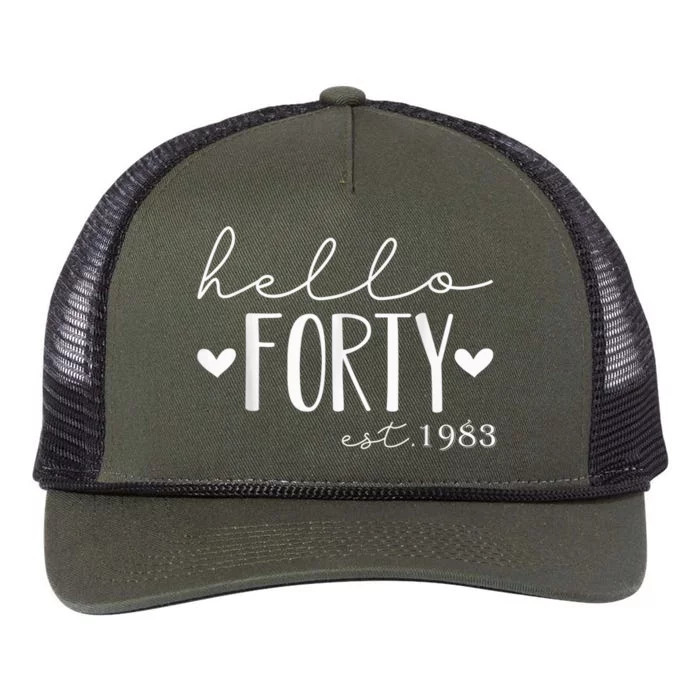 Hello Thirty Est 1983 40 Years Old 40th Birthday for Wo Retro Rope Trucker Hat Cap