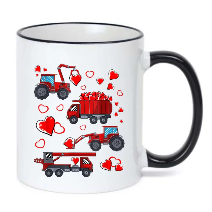 Heart Truck Excavator Forklift Valentines Day Gift Black Color Changing Mug