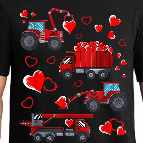 Heart Truck Excavator Forklift Valentines Day Gift Pajama Set