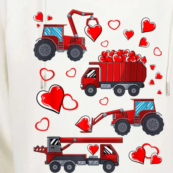 Heart Truck Excavator Forklift Valentines Day Gift Womens Funnel Neck Pullover Hood