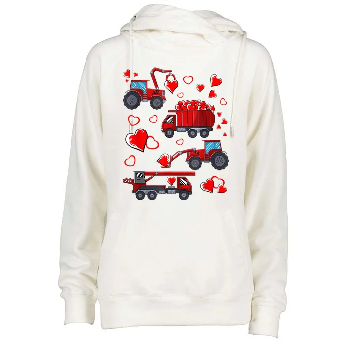 Heart Truck Excavator Forklift Valentines Day Gift Womens Funnel Neck Pullover Hood