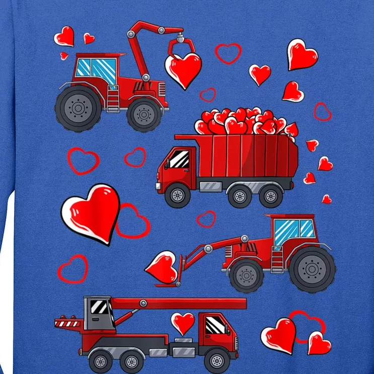 Heart Truck Excavator Forklift Valentines Day Gift Tall Long Sleeve T-Shirt