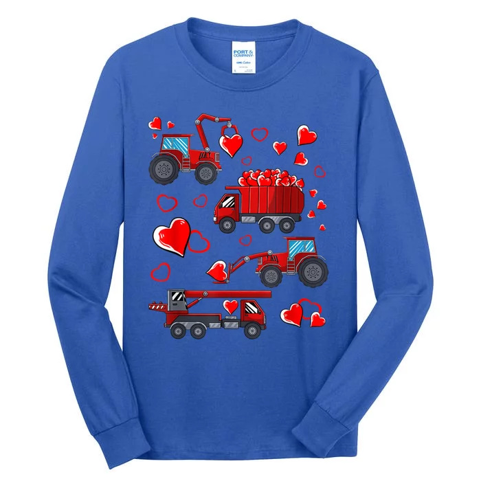 Heart Truck Excavator Forklift Valentines Day Gift Tall Long Sleeve T-Shirt