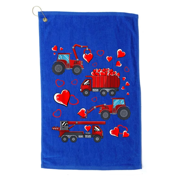 Heart Truck Excavator Forklift Valentines Day Gift Platinum Collection Golf Towel