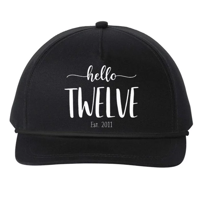 Hello Twelve Est 2011 Cute 12th Birthday Gift For Girls Snapback Five-Panel Rope Hat