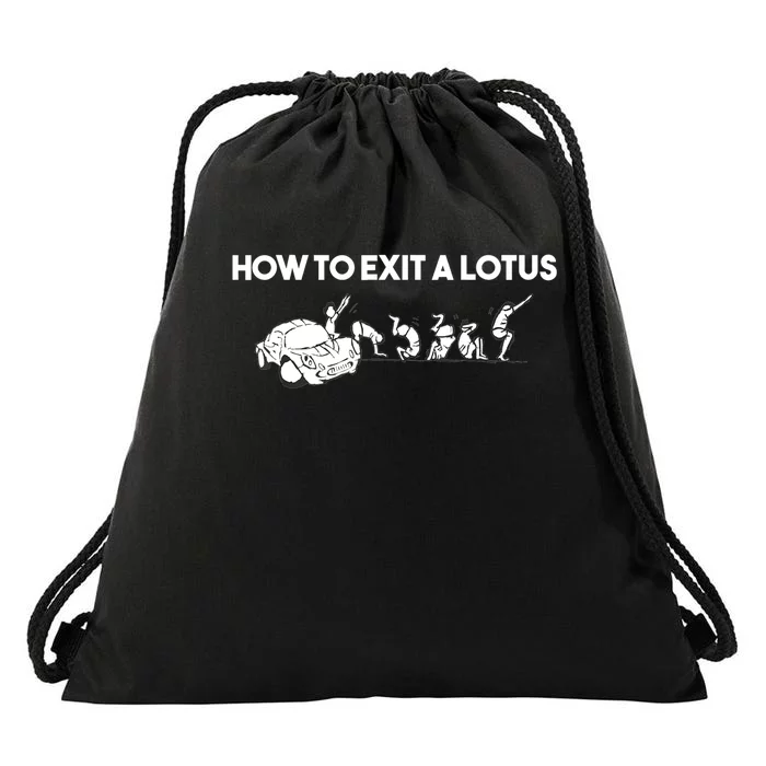 How To Exit A Lotus Racing Car Funny Joke Autocross Drag Gift Drawstring Bag