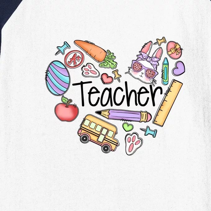 Heart Teachers Easter Day For Student School Gift Baseball Sleeve Shirt