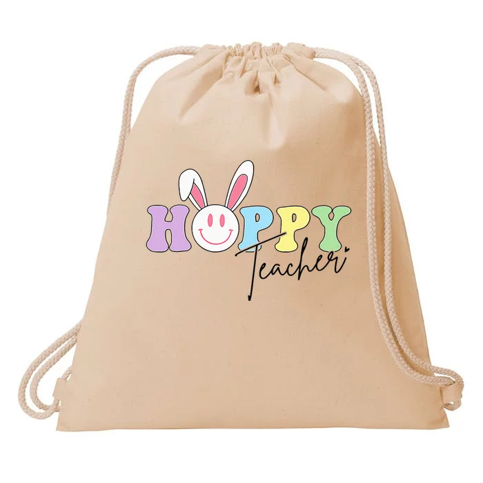 Hoppy Teacher Easter Bunny Ears With Smile Face Meme Drawstring Bag