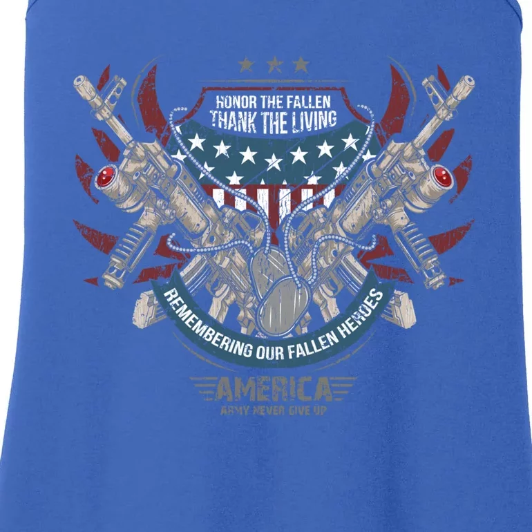 Honor The Fallen Heroes Thank The Living Military Veteran Gift Ladies Essential Tank