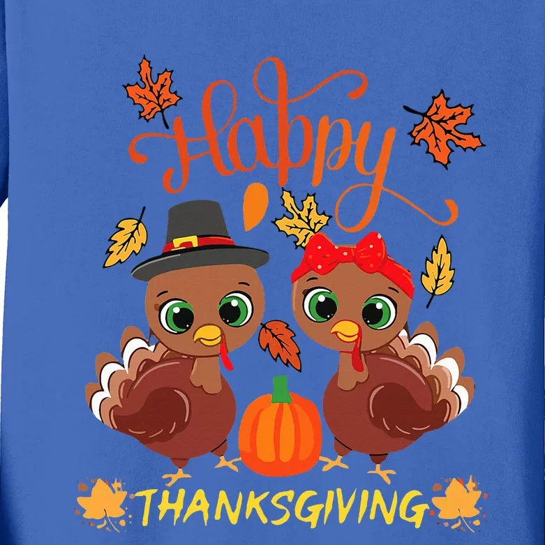 Happy thanksgiving for turkey d for turkey day family dinner Kids Long Sleeve Shirt