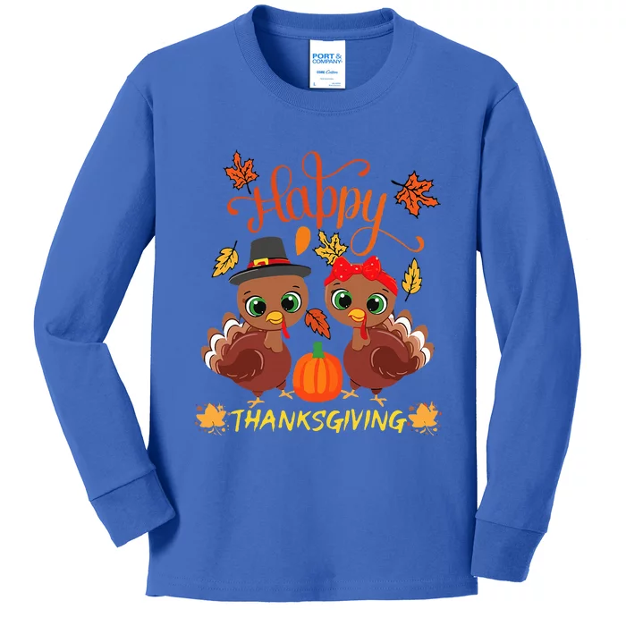 Happy thanksgiving for turkey d for turkey day family dinner Kids Long Sleeve Shirt